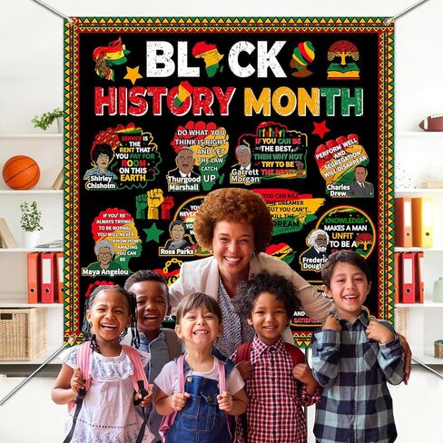 مجموعة ديكورات لوحة نشرة التاريخ الأسود، ملصقات اقتباسات ملهمة أمريكية أفريقية ديكورات لوحة الإعلانات، ديكورات الفصول الدراسية لشهر التاريخ الأسود للمدرسة in Kuwait