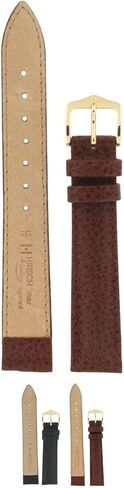HIRSCH Windsor Leather Watch Strap - Genuine Calfskin - Padded Stitched - Black, Brown, Golden Brown - 14mm, 16mm, 17mm, 18mm, 19mm, 20mm in Kuwait