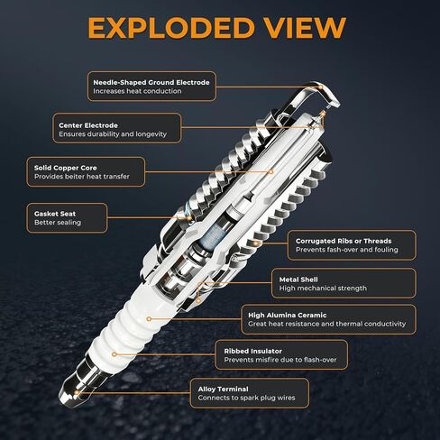 6 قطع من شمعات الإشعال إيريديوم متوافقة مع Ford F150 4.2 Ranger Mustang Explorer E150 E250 Econoline Thunderbird Taurus Mercury Mountaineer Land Rover LR3 استبدال 7316 TR551IX 7159 TR551GP in Kuwait