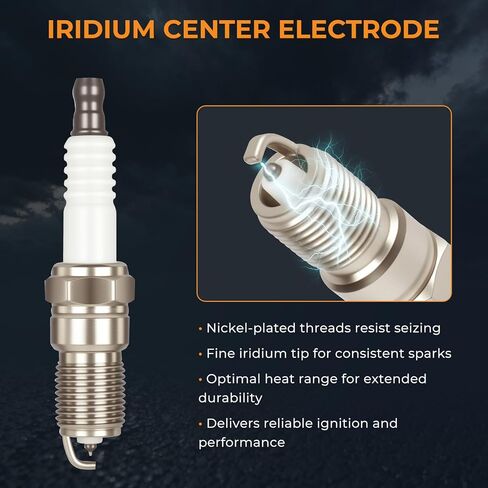 6 قطع من شمعات الإشعال إيريديوم متوافقة مع Ford F150 4.2 Ranger Mustang Explorer E150 E250 Econoline Thunderbird Taurus Mercury Mountaineer Land Rover LR3 استبدال 7316 TR551IX 7159 TR551GP in Kuwait