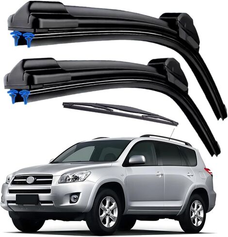 Dual Rubber Blade Windshield Wipers for Toyota RAV4 2019 2020 2021 2022 2023 2024,Mazda 5 2015 2014 2013 2012 2011 2010-2006 Replacement 26"+16"+12" Rear Wiper Blades (Pack of 3) in Kuwait