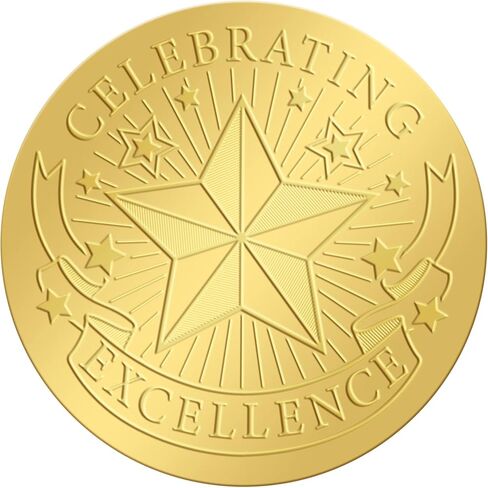 CRASPIRE 2 Inch Gold Embossed Envelope Seals Stickers Celebrating Excellence 100pcs Round Adhesive Gold Foil Seals Stickers Medal Decoration Label for Wedding Invitations Certification Corporate in Saudi Arabia
