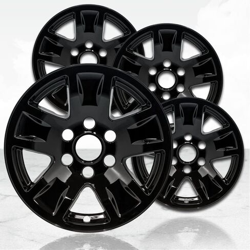 17" 4pc Gloss Black Wheel Skins (Set of 4) for Chevrolet Silverado 1500 2014-2019 in Kuwait