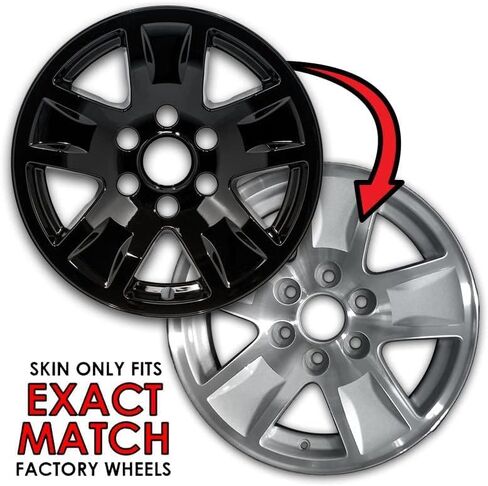 17" 4pc Gloss Black Wheel Skins (Set of 4) for Chevrolet Silverado 1500 2014-2019 in Kuwait