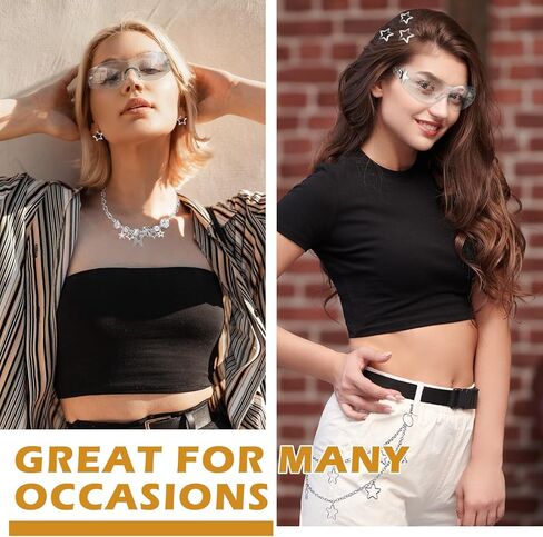 مجموعة إكسسوارات Y2k متضمنة قلادة فضية نجمة Y2k أقراط دائرية لطيفة Y2K نظارات شمسية نجمة مشبك شعر هيب هوب سروال سلسلة مجموعة مجوهرات عتيقة للنساء in Kuwait