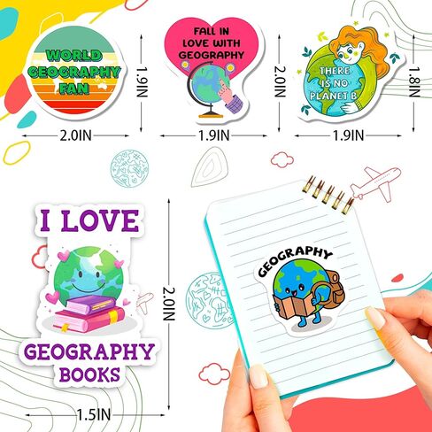 200 PCS Geography Stickers, Vinyl Geography Stickers for Teachers Students Map Lovers, Geographical Decals for Water Bottle Notebook Classroom Reward in Kuwait