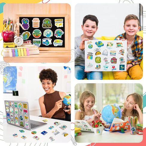 200 PCS Geography Stickers, Vinyl Geography Stickers for Teachers Students Map Lovers, Geographical Decals for Water Bottle Notebook Classroom Reward in Kuwait