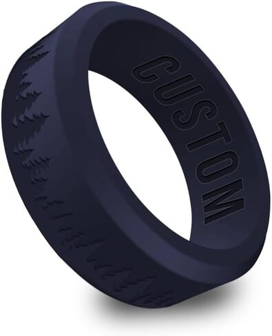 Personalized Forest Tree Rings Beveled Silicone Ring, Nature Silicone Band, Hiking Band in Saudi Arabia