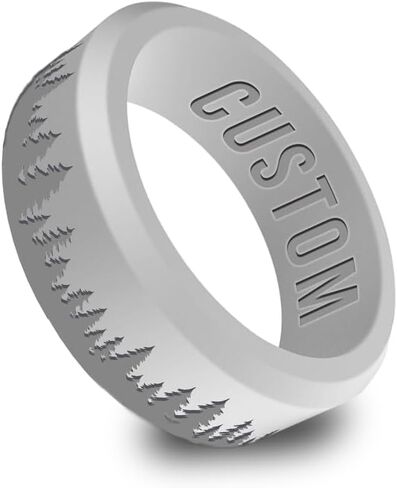 Personalized Forest Tree Rings Beveled Silicone Ring, Nature Silicone Band, Hiking Band in Saudi Arabia