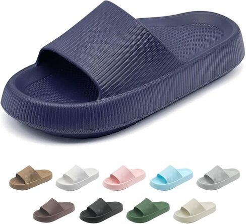 rosyclo Arch Support Slides for Women and Men, Cloud Recovery Sandals Pillow Plantar Fasciitis Slippers, Pain Relief Cushion Cozy Thick Sole Indoor and Outdoor, Navy in Kuwait