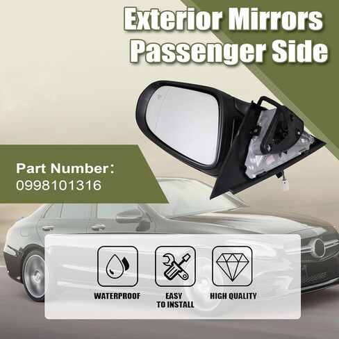 Exterior Mirrors Right Passenger Side Black W205 Fit For Mercedes-Benz C Class C180 C260 C300 2015-2021 Blind Spot/Turning Signal Light/Electrical Folding/Heated/Memory/Puddle Lights（not fit Coupe） in Saudi Arabia