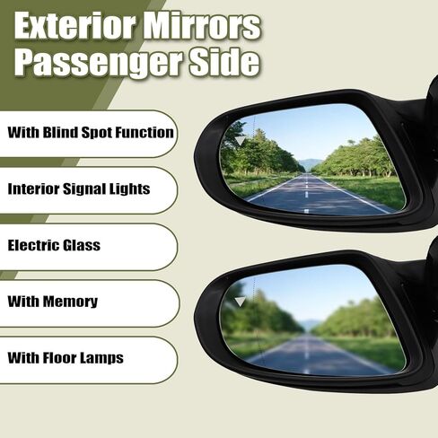 Exterior Mirrors Right Passenger Side Black W205 Fit For Mercedes-Benz C Class C180 C260 C300 2015-2021 Blind Spot/Turning Signal Light/Electrical Folding/Heated/Memory/Puddle Lights（not fit Coupe） in Saudi Arabia