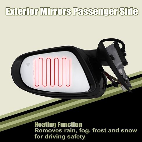 Exterior Mirrors Right Passenger Side Black W205 Fit For Mercedes-Benz C Class C180 C260 C300 2015-2021 Blind Spot/Turning Signal Light/Electrical Folding/Heated/Memory/Puddle Lights（not fit Coupe） in Saudi Arabia