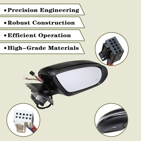 Exterior Mirrors Right Passenger Side Black W205 Fit For Mercedes-Benz C Class C180 C260 C300 2015-2021 Blind Spot/Turning Signal Light/Electrical Folding/Heated/Memory/Puddle Lights（not fit Coupe） in Saudi Arabia