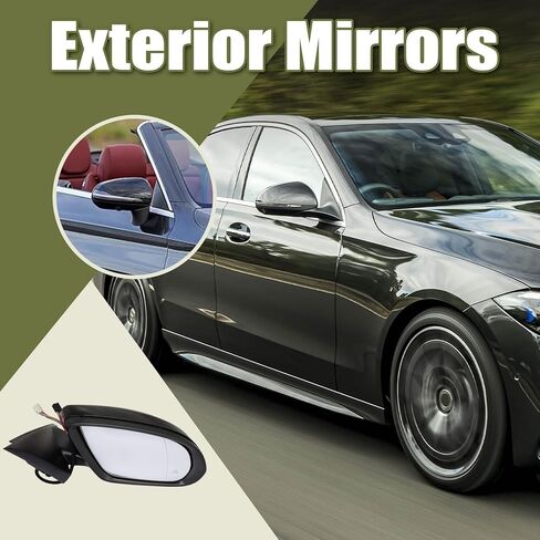 Exterior Mirrors Right Passenger Side Black W205 Fit For Mercedes-Benz C Class C180 C260 C300 2015-2021 Blind Spot/Turning Signal Light/Electrical Folding/Heated/Memory/Puddle Lights（not fit Coupe） in Saudi Arabia