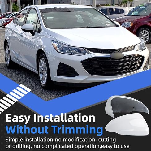 Passenger Side Mirror Cover Replacement for Chevrolet Chevy Cruze 2018 2019 - Right Side Mirror Covers, Rear View Mirrors Cap Accessories White in Saudi Arabia