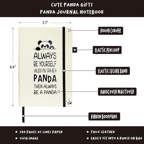 Panda Lover Gifts Women Girl, Cute Panda Journal 200 Pages Notebook A5 Lined with Pen and Keychain, Panda Themed Gift, Inspirational Panda Novelty Gift Ideas, Panda Things for Her Best Friend in Kuwait