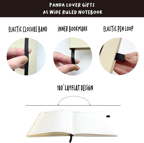 Panda Lover Gifts Women Girl, Cute Panda Journal 200 Pages Notebook A5 Lined with Pen and Keychain, Panda Themed Gift, Inspirational Panda Novelty Gift Ideas, Panda Things for Her Best Friend in Kuwait
