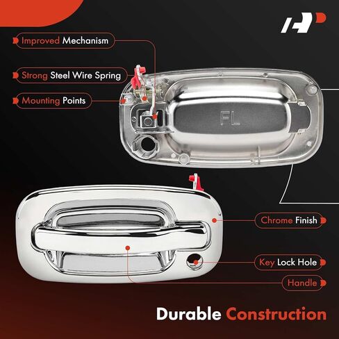 A-Premium - مقبض الباب الخلفي مع إطار ومقابض أبواب خارجية أمامية - متوافق مع 1999-2007 Chevy Silverado & GMC Sierra 1500 2500 3500 - عبوة من 4 قطع، باب أمامي وخلفي، استبدال # 15034985، 15034986 in Saudi Arabia