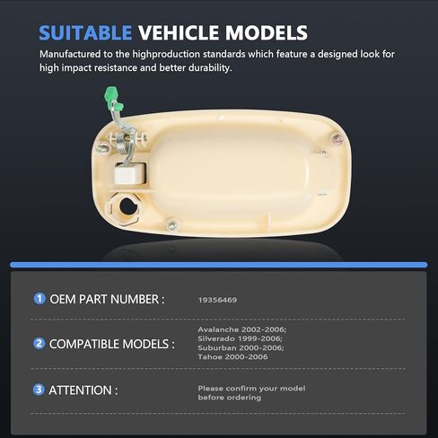 Exterior Front Door Handle Driver and Passenger Side for 1999-2007 Silverado 1500 2500 3500 Suburban Tahoe Avalanche Sierra Yukon Escalade GM1310129 GM1311147 19356469 19356468 White 2PCS in Kuwait