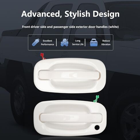 Exterior Front Door Handle Driver and Passenger Side for 1999-2007 Silverado 1500 2500 3500 Suburban Tahoe Avalanche Sierra Yukon Escalade GM1310129 GM1311147 19356469 19356468 White 2PCS in Kuwait