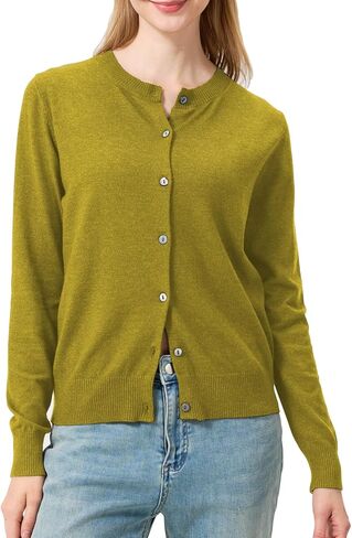 Knit Green Cardigan Women Crewneck Long Sleeve Spring Cardigan Thin Button Down Sweaters for Women 2026 Clothing (US, Alpha, Large, Regular, Regular, Green) in Saudi Arabia