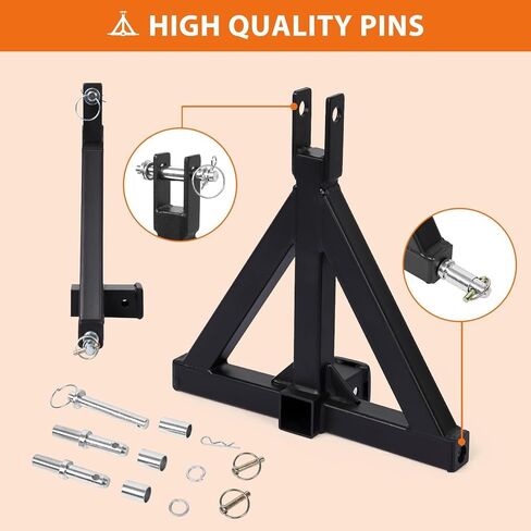 وصلة وصل سريعة ذات 3 نقاط للخدمة الشاقة مع جهاز استقبال وصلة مقطورة مقاس 2 بوصة للجرارات من الفئة 1، ومحول قضيب السحب القوي يناسب كوبوتا ويانمار والمزيد من المعدات الزراعية، فولاذ أسود in Kuwait