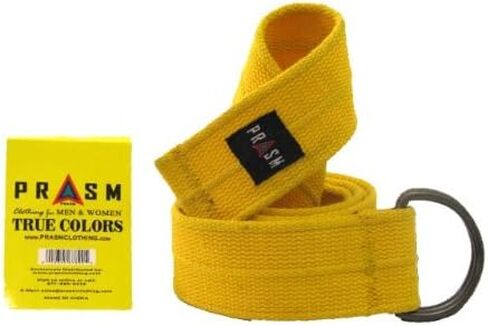 Prasm Mens Womens D-ring Canvas Solid Color Web Belt (Yellow, A: 45" Length) in Saudi Arabia