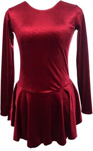 Ice Figure Skating Dress Girls Classic Velvet Open Back Skirt Training Dance Dress Competition in Kuwait