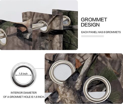 سانزوغ كامو الصيد ستائر التعتيم 84 بوصة طويلة 2 لوحات مجموعة، ريفي المقصورة التمويه الأسود خارج منقوشة ستارة النافذة المطبوعة للرجال الأولاد غرفة نوم غرفة المعيشة، ستائر نافذة جروميت in Kuwait