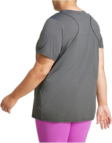 adidas Womens Designed For Crew Neck Short Sleeve Athletic Plus Training Casual Tops Casual - Grey in Saudi Arabia