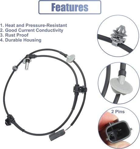 X AUTOHAUX Front Left ABS Sensor Wheel Speed Sensor No.L2064373XC/EG234373X for Mazda CX-7 2007-2012 for Mazda CX-9 2007-2015 Black Gray in Saudi Arabia