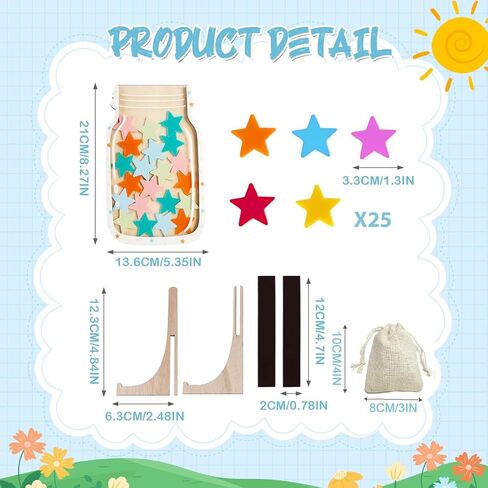 Reward Jars for Kids - Kids Reward Jar Star and Smiley Face Reward Jar,Star Jar Reward System for Kids,Good Behavior Home Classroom in Kuwait