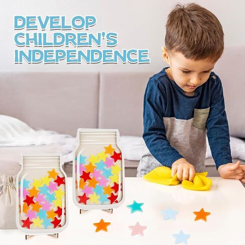 Reward Jars for Kids - Kids Reward Jar Star and Smiley Face Reward Jar,Star Jar Reward System for Kids,Good Behavior Home Classroom in Kuwait