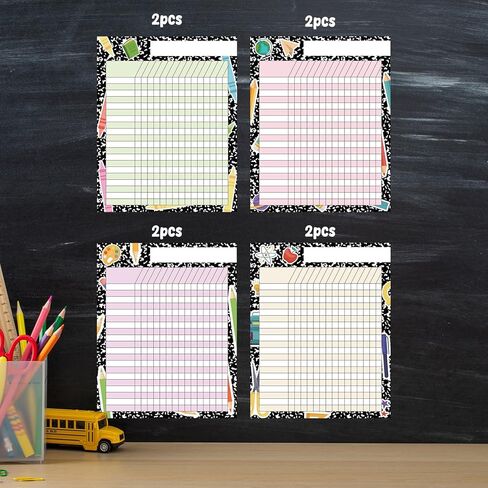 8pcs Attendance Charts for Classroom Management 11x13.8in Multi-Color Incentive Reward Chart Kids Behavior Chart Student Homework Tracker for Chore Responsibility Assignments Data Progress Tracking in Kuwait