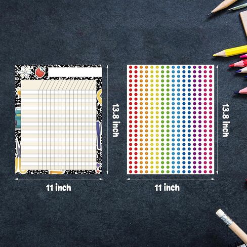 8pcs Attendance Charts for Classroom Management 11x13.8in Multi-Color Incentive Reward Chart Kids Behavior Chart Student Homework Tracker for Chore Responsibility Assignments Data Progress Tracking in Kuwait
