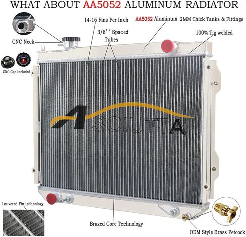 مشعاع ألومنيوم لـ 1995-2004 Toyota Tacoma Base/DLX/SR5/Pre/S-Runner/Limited 2.4L 2.7L L4 3.4L V6; 96 97 98 99 00 01 02 03 3 مشعات الصف in Kuwait