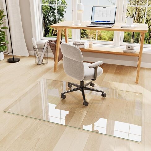 36"x46" Tempered Glass Chair mat for Carpet, Office Chair Mat with Round Corner, Desk Chair Mat for Carpet/Hardwood Floor/Rolling Chair-with 6 Anti-Slip Pads in Saudi Arabia