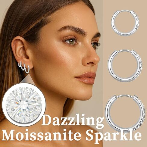Dainty Moissanite Huggies: 3-Pair Hypoallergenic Earring Set in 14K Gold Plated G23 Titanium for Sensitive Ears, Tiny Cartilage & Wedding Hoops for Everyday Luxury in Saudi Arabia