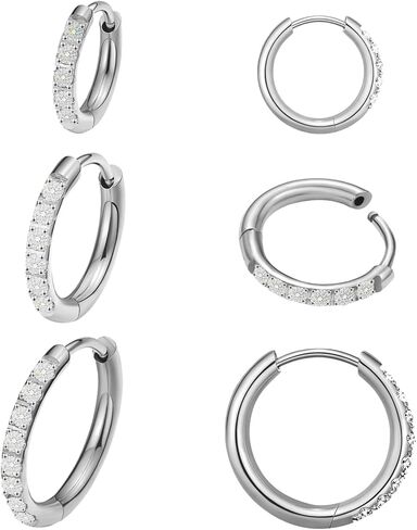 Dainty Moissanite Huggies: 3-Pair Hypoallergenic Earring Set in 14K Gold Plated G23 Titanium for Sensitive Ears, Tiny Cartilage & Wedding Hoops for Everyday Luxury in Saudi Arabia