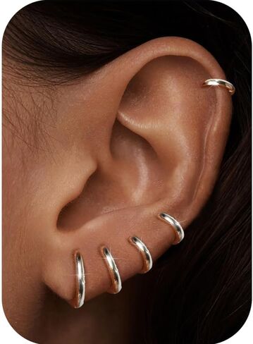Surgical Steel Small Hoop Earrings for Women Men Cartilage Hoop Earrings Snug Lobes Nose Ring Lip Ring Daith Helix Earring Jewellery Tiny Hoop Hinged Sleeper Earrings in Saudi Arabia