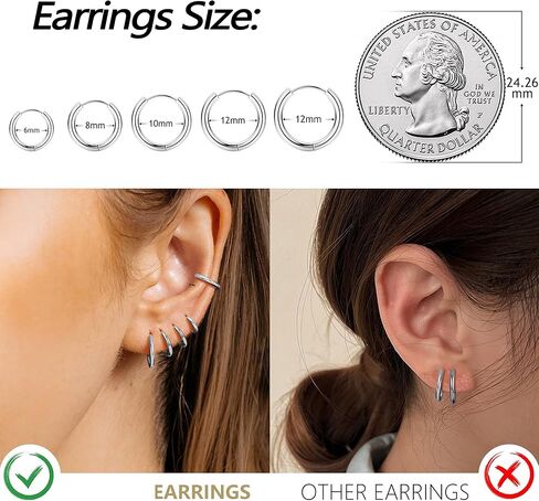 Surgical Steel Small Hoop Earrings for Women Men Cartilage Hoop Earrings Snug Lobes Nose Ring Lip Ring Daith Helix Earring Jewellery Tiny Hoop Hinged Sleeper Earrings in Saudi Arabia