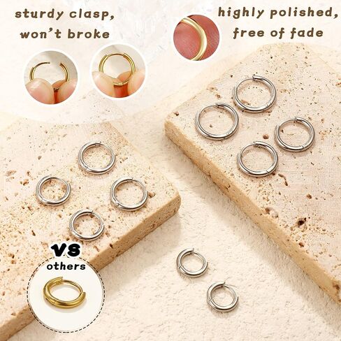 Surgical Steel Small Hoop Earrings for Women Men Cartilage Hoop Earrings Snug Lobes Nose Ring Lip Ring Daith Helix Earring Jewellery Tiny Hoop Hinged Sleeper Earrings in Saudi Arabia
