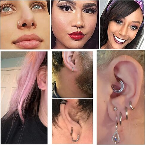 Surgical Steel Small Hoop Earrings for Women Men Cartilage Hoop Earrings Snug Lobes Nose Ring Lip Ring Daith Helix Earring Jewellery Tiny Hoop Hinged Sleeper Earrings in Saudi Arabia
