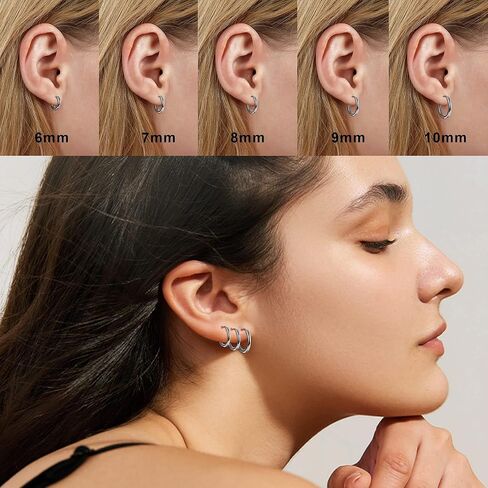 Surgical Steel Small Hoop Earrings for Women Men Cartilage Hoop Earrings Snug Lobes Nose Ring Lip Ring Daith Helix Earring Jewellery Tiny Hoop Hinged Sleeper Earrings in Saudi Arabia