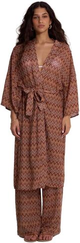 Gottex Beach Life Desert Mirage Beach Robe Cover-Up - Zig Zag Crochet Design, Short Wide Sleeves & Removable Tie Belt in Saudi Arabia