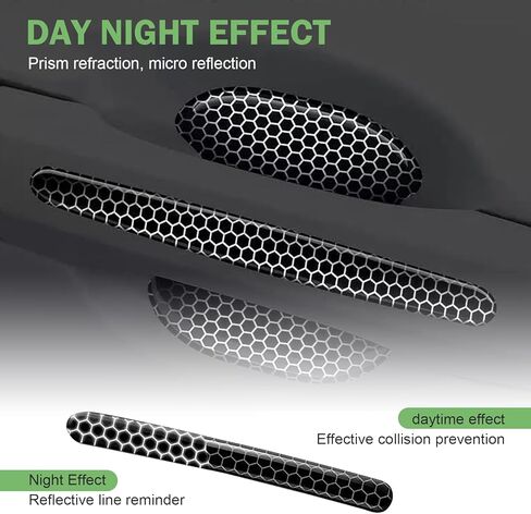8 PCS Car Door Bowl and Handle Protectors, Honeycomb Shape Anti-scratch Paint Guard, Safety Warning Reflective Protective Film, Waterproof Self-adhesive Exterior Sticker Accessory (Black) in Saudi Arabia
