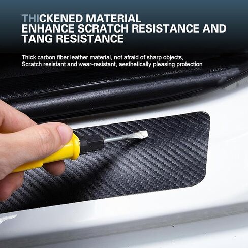 4 PCS Car Door Sill Protectors, Scratch Carbon American Flag Door Entry Edge Scuff Sticker, Self-adhesive Auot Threshold Protection, Universal for Most Cars (Black) in Saudi Arabia