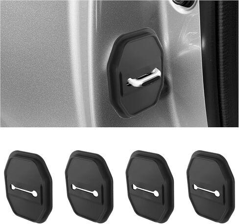 4PCS Car Door Lock Silicone Protective Pad,Self-Adhesive Silicone Car Door Latch Covers for Noise Reduction & Scratch Protection,Universal Cars Accessories Cars Doors Lock Cover in Saudi Arabia