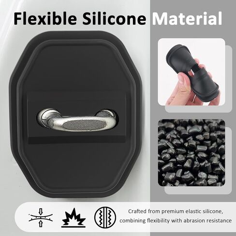 4PCS Car Door Lock Silicone Protective Pad,Self-Adhesive Silicone Car Door Latch Covers for Noise Reduction & Scratch Protection,Universal Cars Accessories Cars Doors Lock Cover in Saudi Arabia